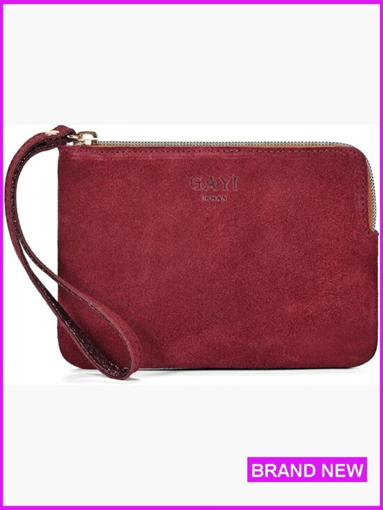 Handbags - Genuine Leather Wristlet Purse Women Evening Pouch Clutch Bag Zip Closure